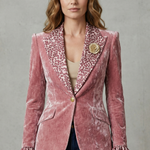 Rosavienne – Printed lapel statement – Velvet blazer