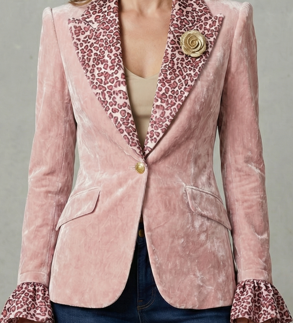 Rosavienne – Printed lapel statement – Velvet blazer