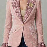 Rosavienne – Printed lapel statement – Velvet blazer