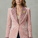 Rosavienne – Printed lapel statement – Velvet blazer
