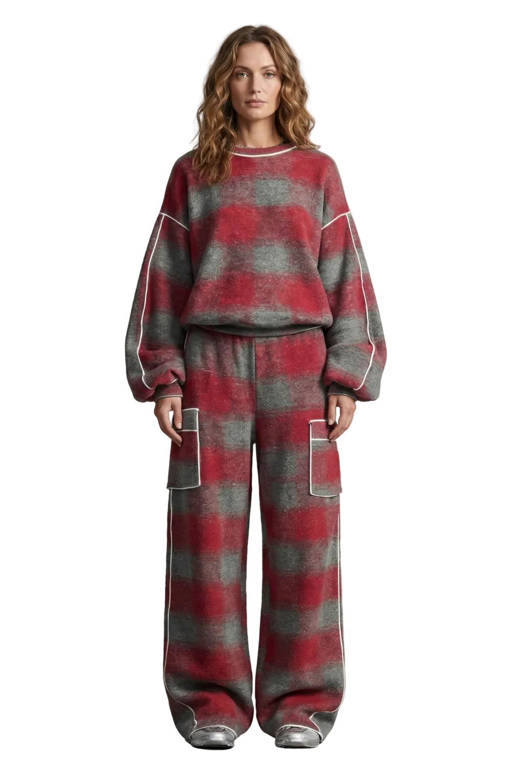 Rovienne – Distressed plaid street style – Two piece set