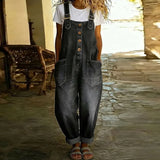 RELAXED BUTTON FRONT DENIM OVERALLS 2