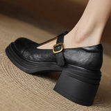 COMFORT LEATHER MARY JANE SHOES WITH T-STRAP