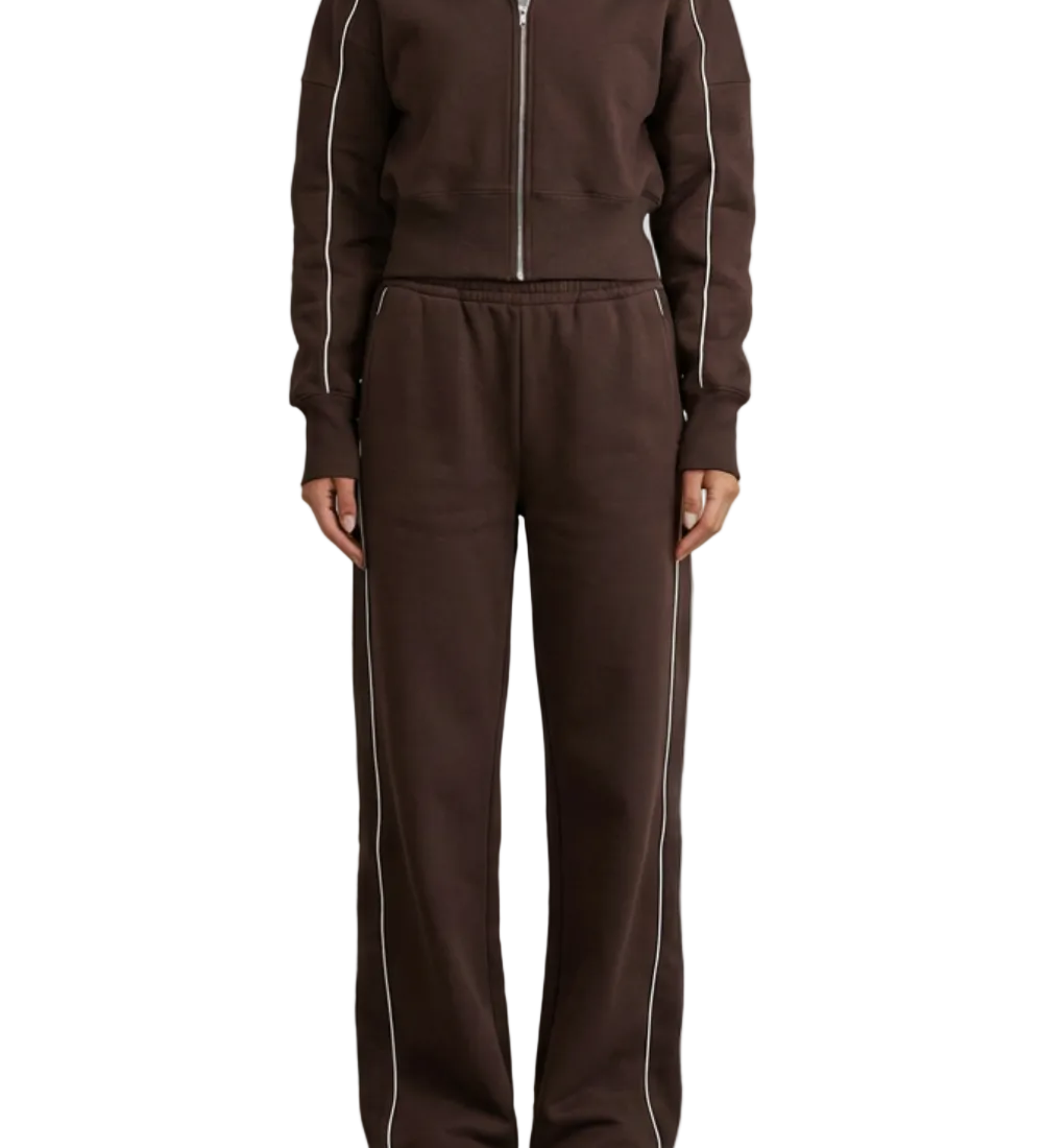 Savina – Urban Edge Piped Zip Jacket & Wide-Leg Pants Set