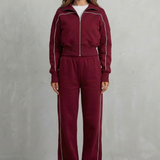 Savina – Urban Edge Piped Zip Jacket & Wide-Leg Pants Set