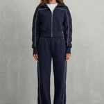 Savina – Urban Edge Piped Zip Jacket & Wide-Leg Pants Set