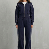 Savina – Urban Edge Piped Zip Jacket & Wide-Leg Pants Set