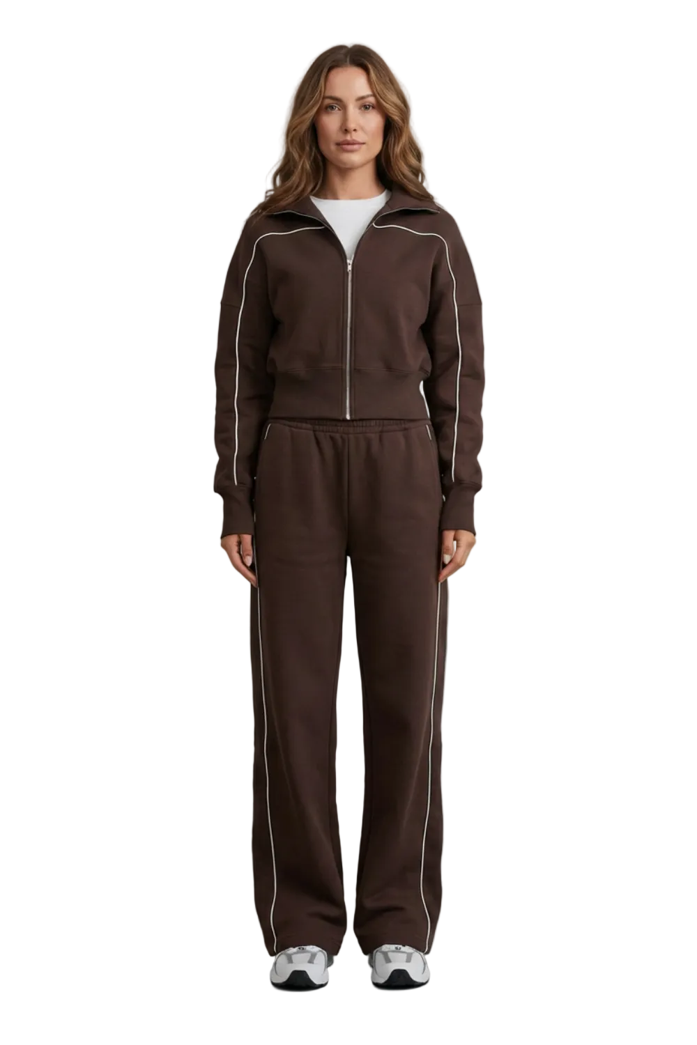 Savina – Urban Edge Piped Zip Jacket & Wide-Leg Pants Set