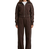 Savina – Urban Edge Piped Zip Jacket & Wide-Leg Pants Set