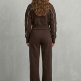 Savina – Urban Edge Piped Zip Jacket & Wide-Leg Pants Set