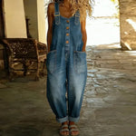 RELAXED BUTTON FRONT DENIM OVERALLS 2