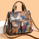GENUINE LEATHER MOSAIC HANDBAG