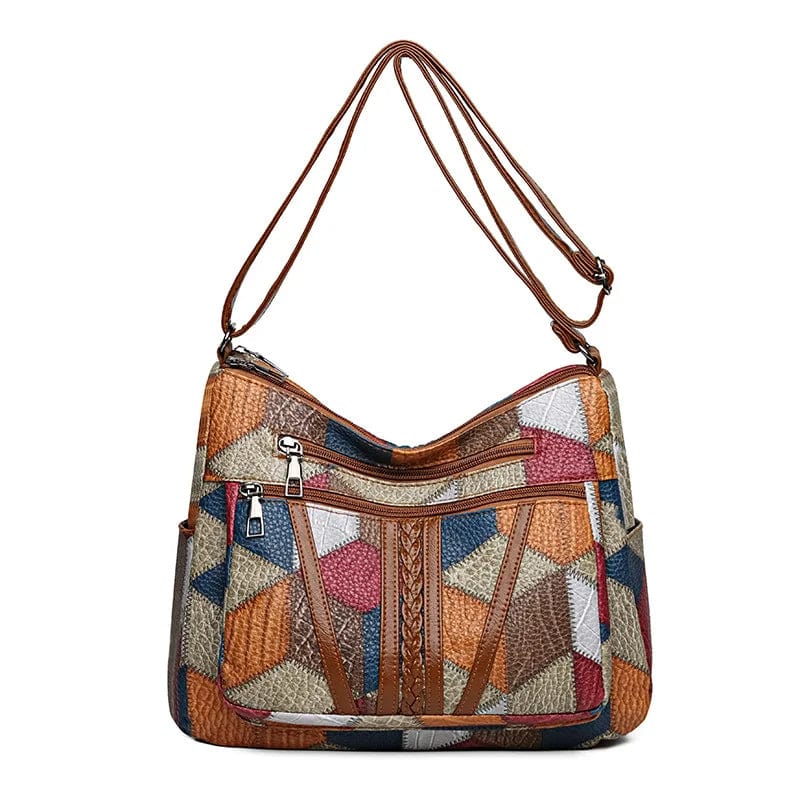 GENUINE LEATHER MOSAIC HANDBAG