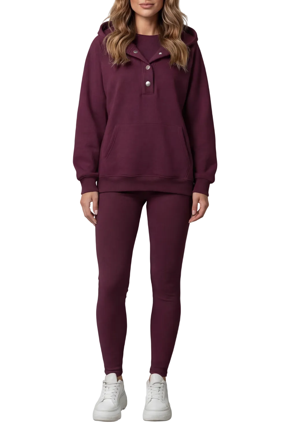 Thalina – Button detail hoodie – Cozy Relaxed Set