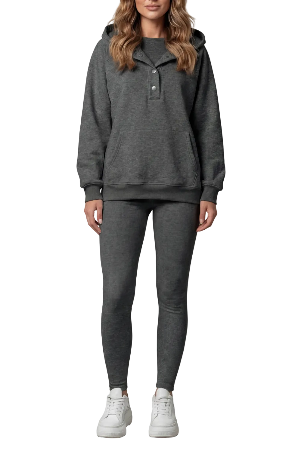 Thalina – Button detail hoodie – Cozy Relaxed Set
