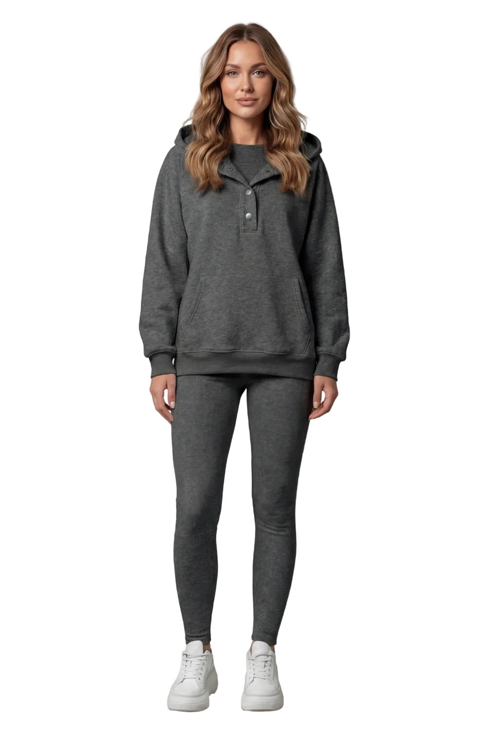 Thalina – Button detail hoodie – Cozy Relaxed Set