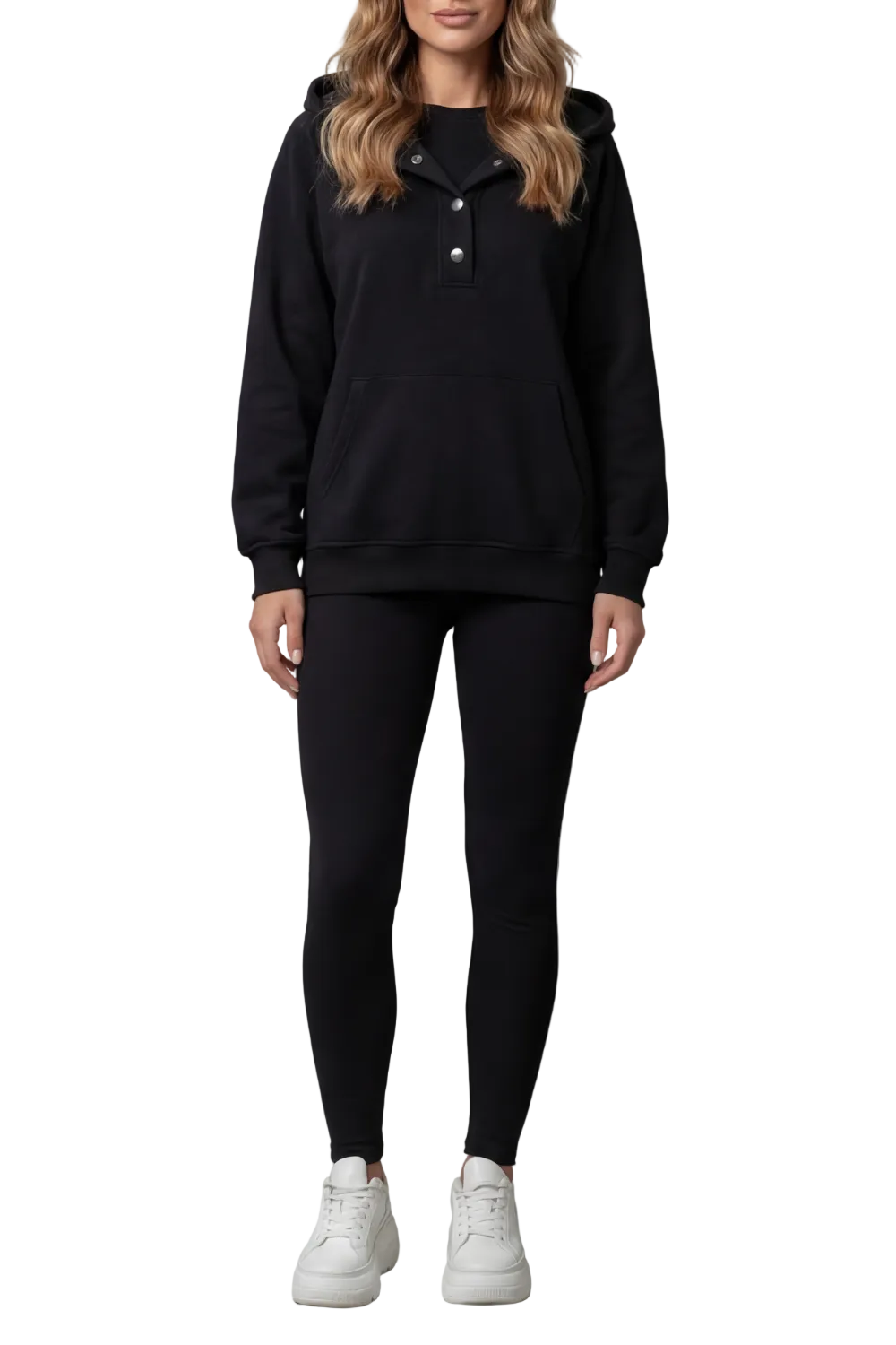 Thalina – Button detail hoodie – Cozy Relaxed Set