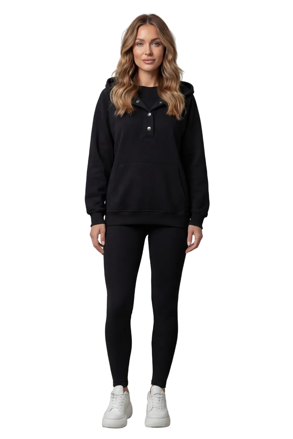 Thalina – Button detail hoodie – Cozy Relaxed Set