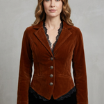 Valdrienne – Tailored lace accent – Velvet blazer