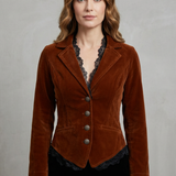 Valdrienne – Tailored lace accent – Velvet blazer