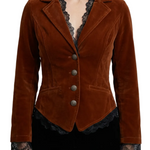 Valdrienne – Tailored lace accent – Velvet blazer