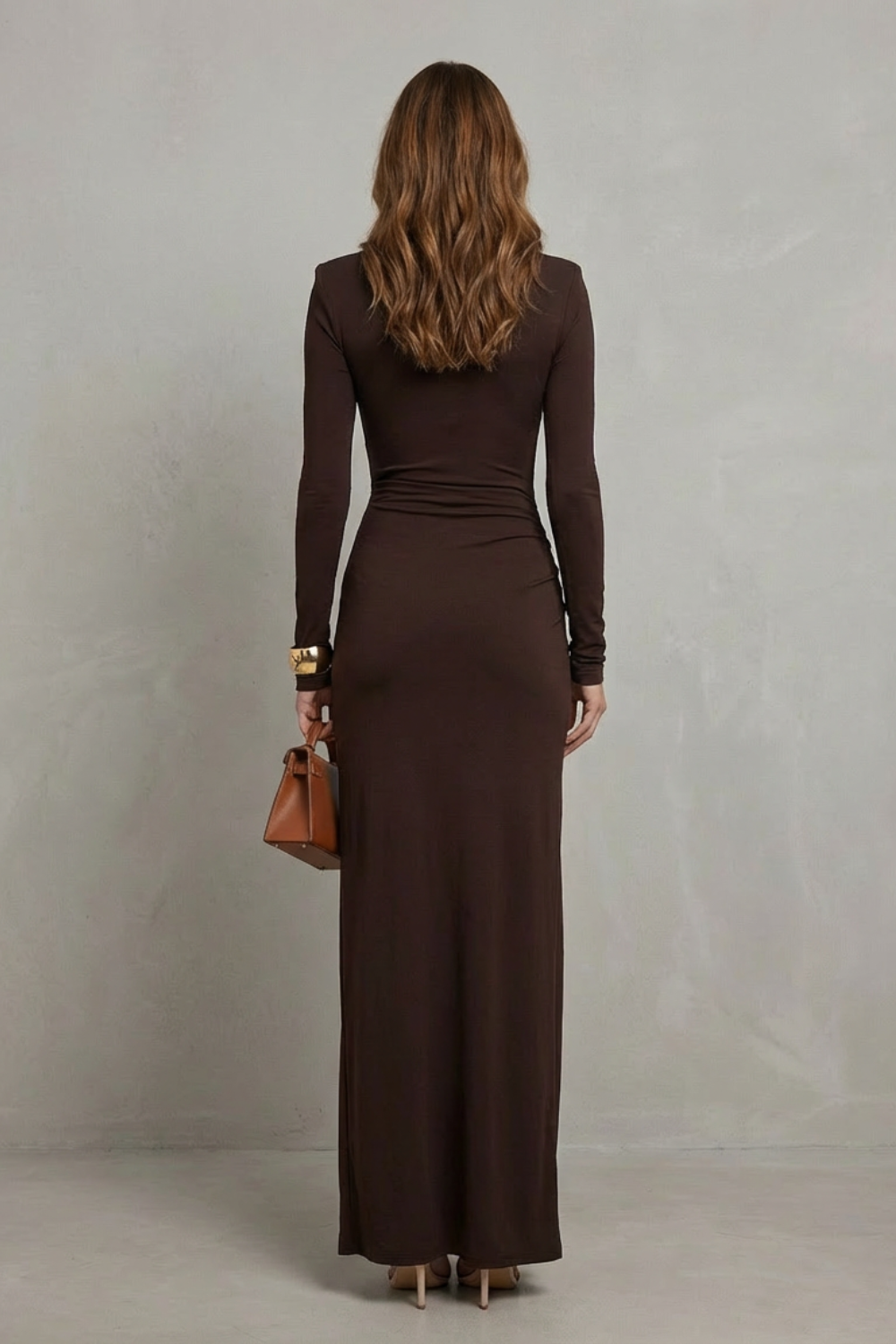 Vanessa – Draped Waist High-Slit Dress – Sophisticated Evening Glamour