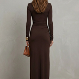 Vanessa – Draped Waist High-Slit Dress – Sophisticated Evening Glamour