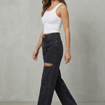 Velmoura – Crystal cut detail – Wide leg jeans