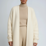 Luna Fashion House | Long Open Wool Cardigan - Women's Soft Knit Sweater