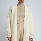 Luna Fashion House | Long Open Wool Cardigan - Women's Soft Knit Sweater