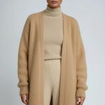 Luna Fashion House | Long Open Wool Cardigan - Women's Soft Knit Sweater