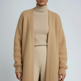 Luna Fashion House | Long Open Wool Cardigan - Women's Soft Knit Sweater