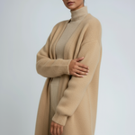 Luna Fashion House | Long Open Wool Cardigan - Women's Soft Knit Sweater