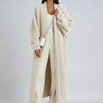 Luna Fashion House | Long Open Wool Cardigan - Women's Soft Knit Sweater
