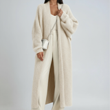 Luna Fashion House | Long Open Wool Cardigan - Women's Soft Knit Sweater