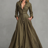Verona – Long-Sleeved Collared Maxi Dress