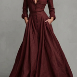 Verona – Long-Sleeved Collared Maxi Dress