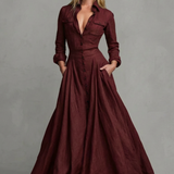 Verona – Long-Sleeved Collared Maxi Dress