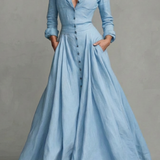Verona – Long-Sleeved Collared Maxi Dress
