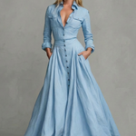 Verona – Long-Sleeved Collared Maxi Dress