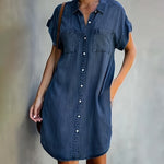 CASUAL BUTTON DENIM SHIRT DRESS