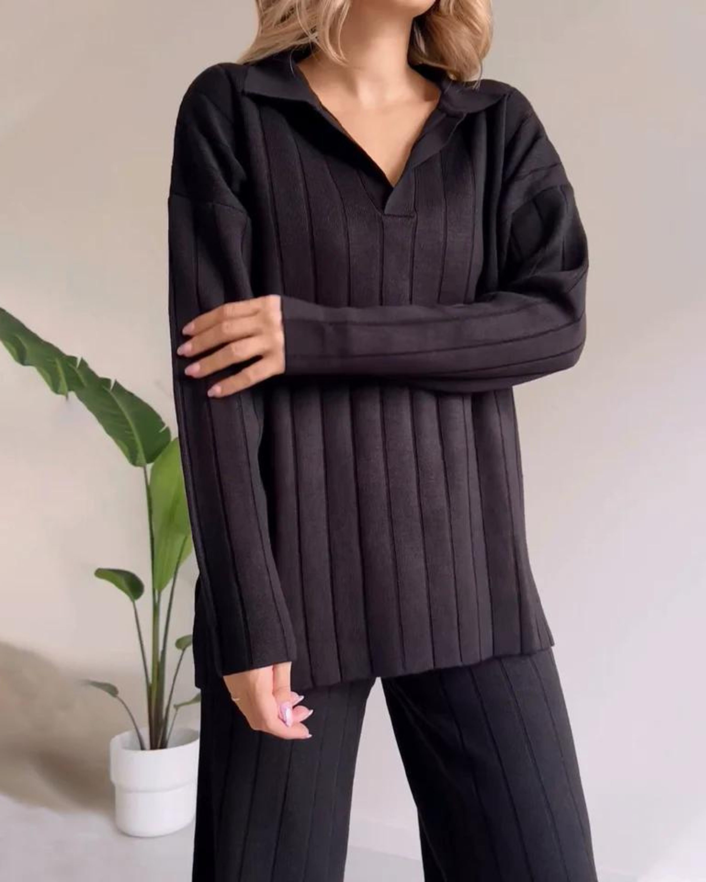 STRIPED JACQUARD TWO-PIECE SET