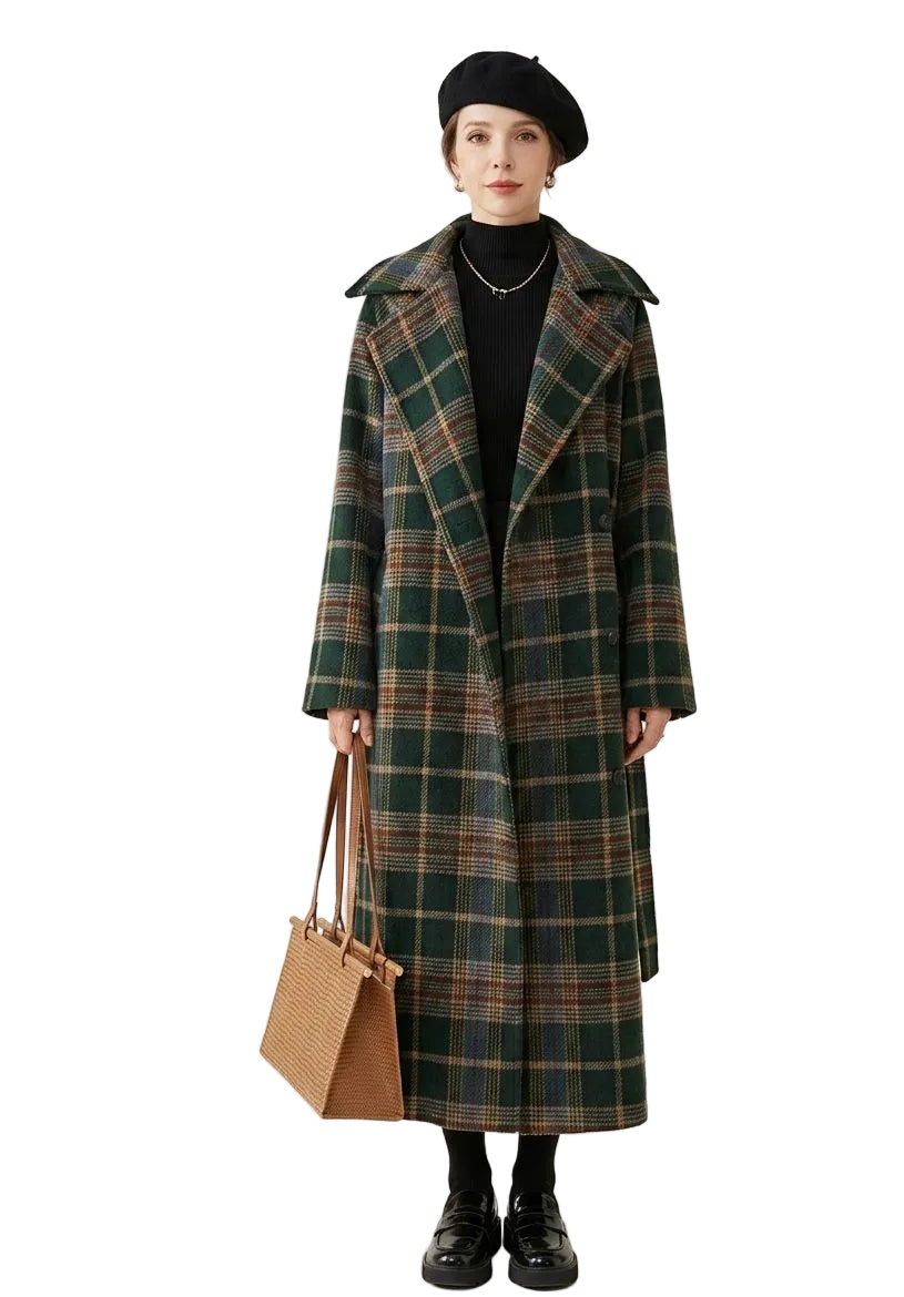 Ivy | Forest Green Check Longline Coat  — Final Edit