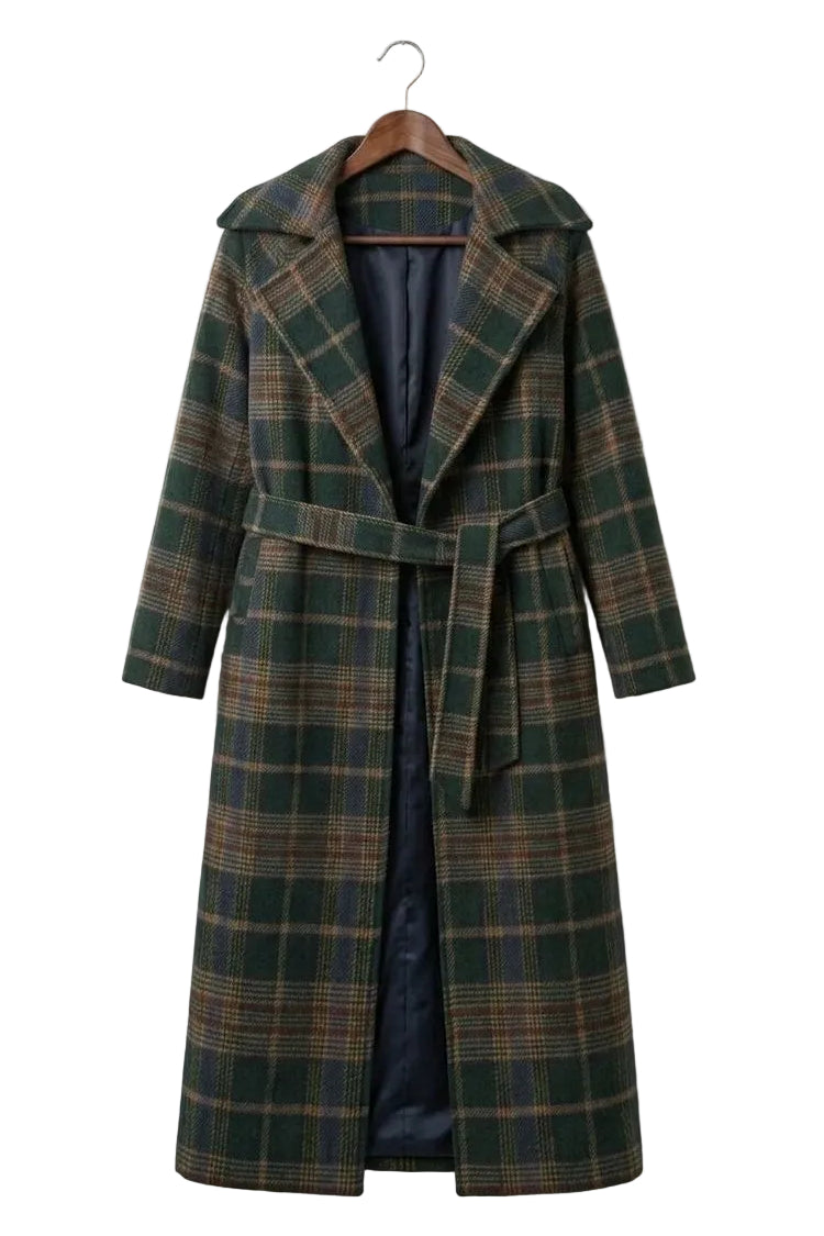 Ivy | Forest Green Check Longline Coat  — Final Edit