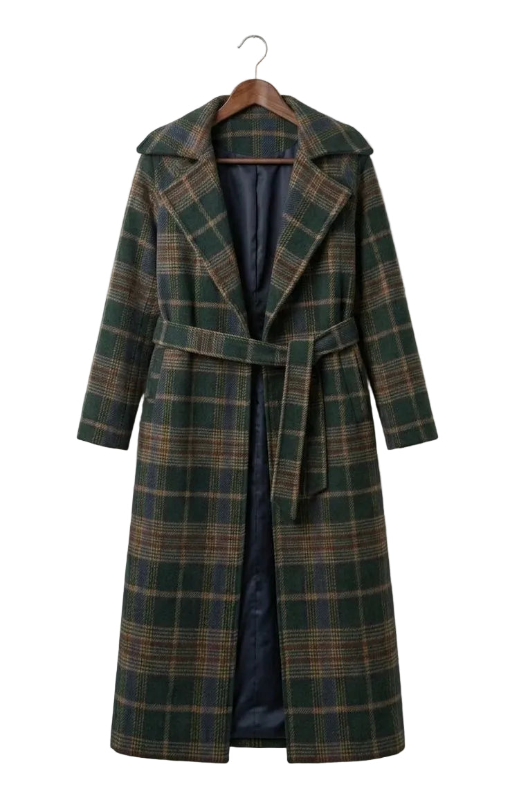 Ivy | Forest Green Check Longline Coat  — Final Edit