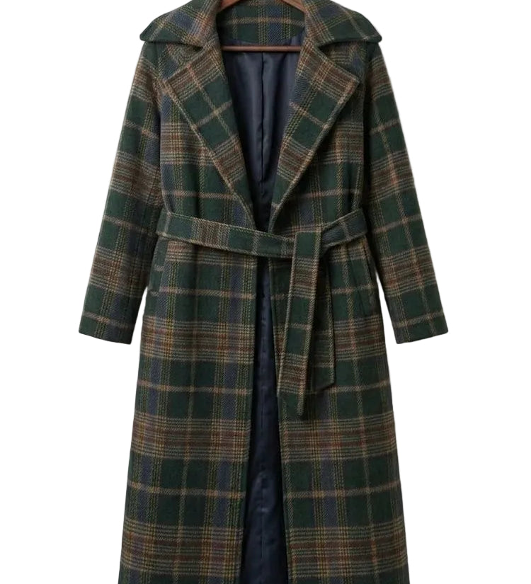 Ivy | Forest Green Check Longline Coat  — Final Edit