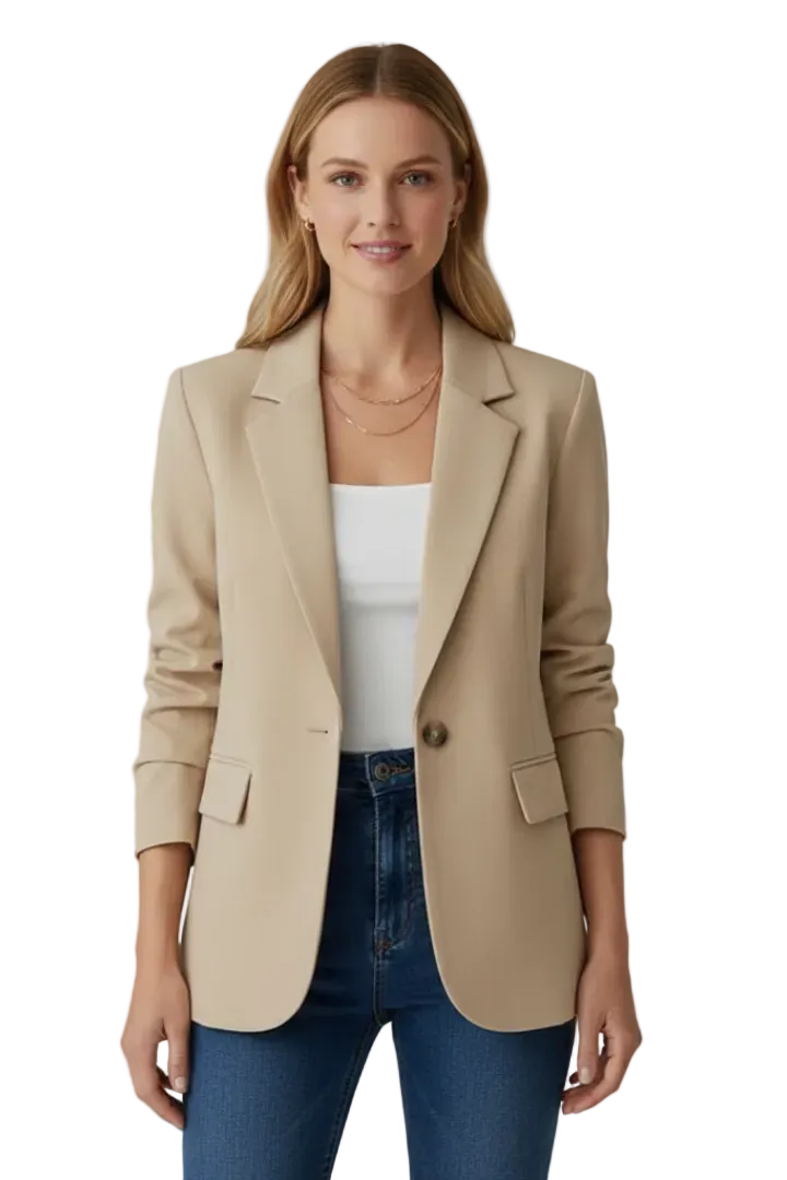 Women’s Blazer with Notched Lapel and Single Button