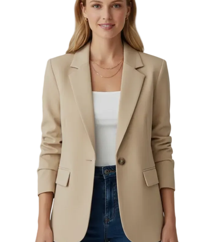 Women’s Blazer with Notched Lapel and Single Button