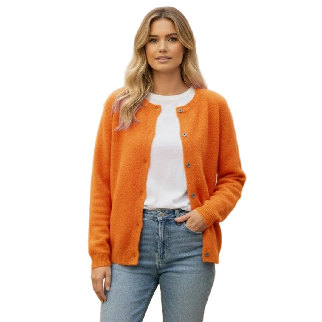 Women’s Cardigan with Round Neck and Button Front