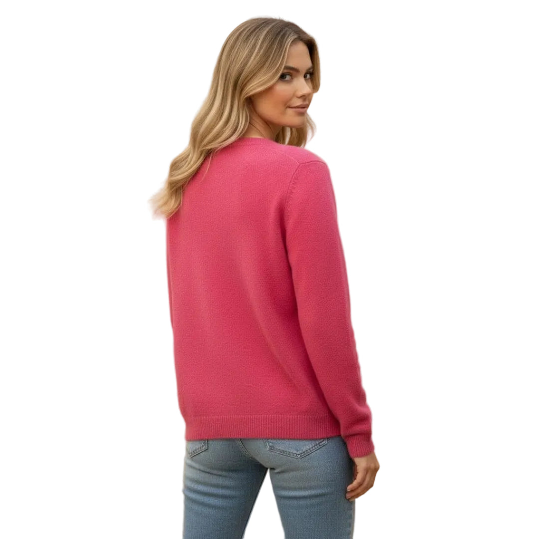 Women’s Cardigan with Round Neck and Button Front